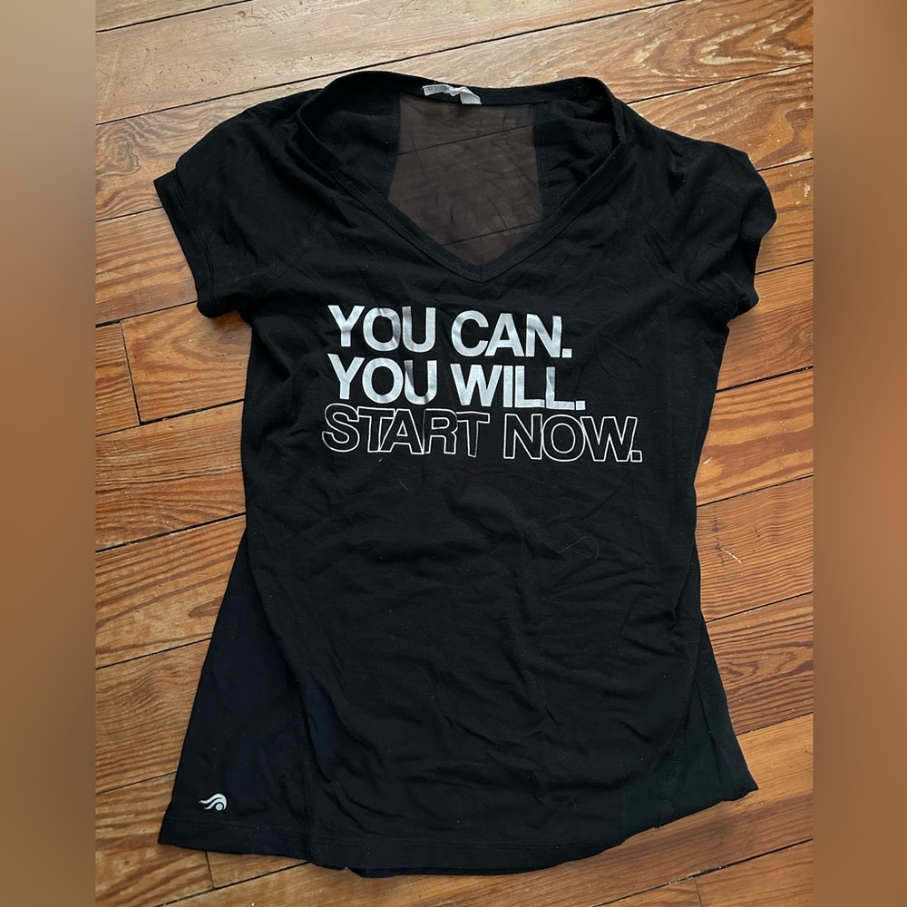 Ideology Black with Mesh Motivational Workout Tee